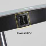 Lámpara de pie ajustable negra moderna Luz de lectura de pie LED con estante de vidrio