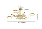 Gold LED Chandelier 9-Light Sputnik Ceiling Light with Crystal Accents