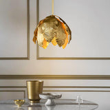 Glam Gold Leaf Chandelier Metal Leaves Pendant Light Lamp Fixture Living Room Bedroom