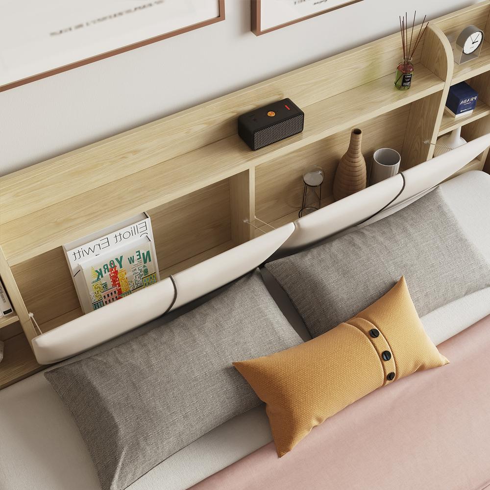 Multi-Storage Cal King Ottoman Bed with Drawers and Bookcase Headboard