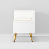 White Contemporary Upholstered Shoe Rack Bench with Storage Cabinet and Shelf Entryway
