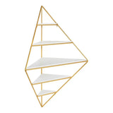 Modern Corner Wall Shelves Triangle Floating Shelves in Gold & White