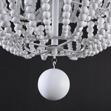 Kesarre Retro Wood Beaded Chandelier Empire Ceiling Light in Gray & Blue