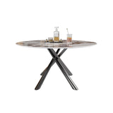 53" Modern Round Dining Table Faux Marble Tabletop for 6 Person