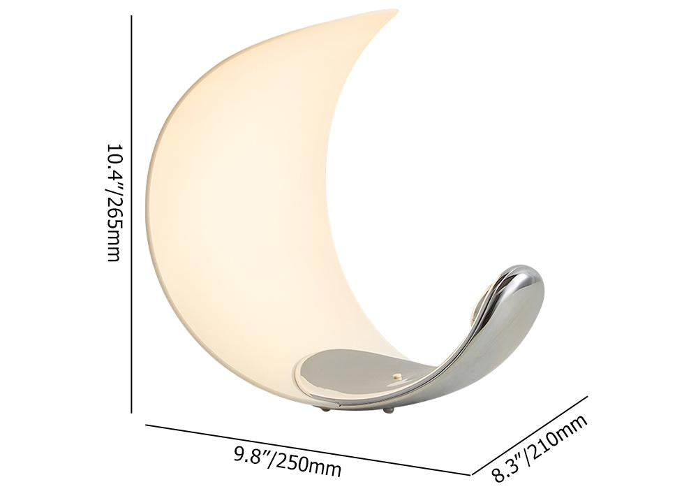White Half-Moon Table Lamp Dimmable Metal Desk Lamp