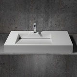 40" Wall-Hung Stone Resin Rectangle Bathroom Ramped Sink in Matte White