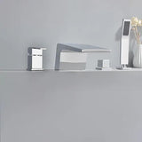 Waterfall Deck-Mount Roman Tub Faucet with Handshower in Brushed Gold