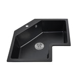 Black Drop In Corner Kitchen Sink Modern Single Bowl 25" Quartz Irregular Sink