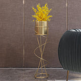 Nordic Round Metal Plant Stand Standing Plant Shelf in Gold