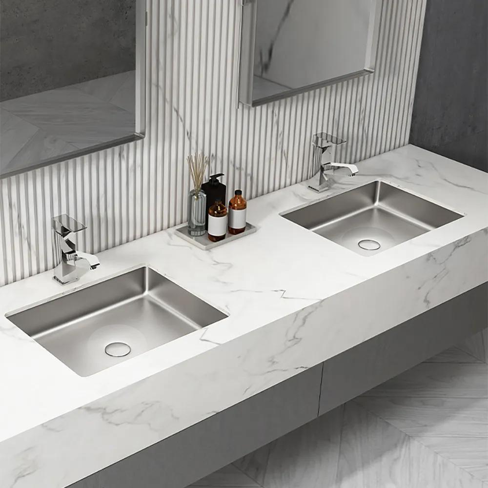 Gold Luxury Stainless Steel Rectangular Sink Undermount Bathroom Wash Sink