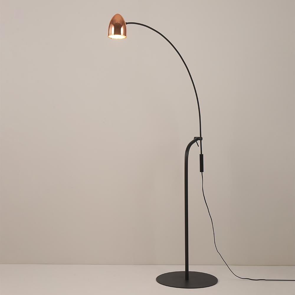 Black Arching Floor lamp Gooseneck Standing Lamp Rose Gold Shade