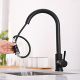 Matte Black Touch Kitchen Faucet Stainless Steel Pull Out Spray Single Handle