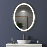 Modern Oval 20" x 28" Wall Mounted LED Frameless Bathroom Mirror Anti-Fog