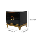 Gold Nightstand Black Bedroom Nightstand with 2 Drawers Square Bedside Table