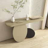 39.4" Modern Console Table Rectangular Wood Entryway Table with Circle Base Light Khaki