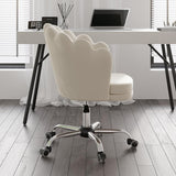 Blue Modern Swivel Office Chair Velvet Upholstered Task Chair Adjustable Height