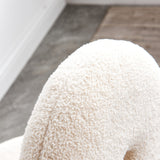 Modern White Boucle Dining Chair Side Chair Natural Wood Legs