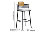 2 Pieces Outdoor Patio Teak & Aluminum 41" Counter Height Bar Stools Set with Backs