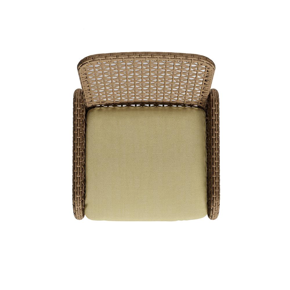 Modern Aluminum & Rattan Outdoor Patio Dining Chair Armchair in Brown