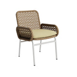 Modern Aluminum & Rattan Outdoor Patio Dining Chair Armchair in Brown