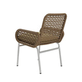 Modern Aluminum & Rattan Outdoor Patio Dining Chair Armchair in Brown