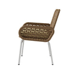 Modern Aluminum & Rattan Outdoor Patio Dining Chair Armchair in Brown