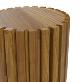 2 Pieces Rustic Round & Rectangle Teak Wood Outdoor Coffee Table Set in Natural