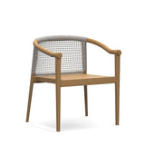 2 Pieces Modern Teak Wood Outdoor Patio Dining Chair Armchair Set in Natural & Beige