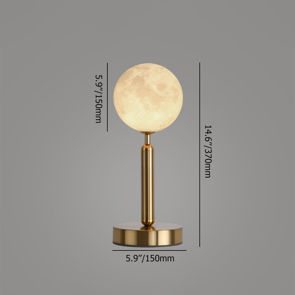 Modern 1-Light 3D Moon Lampshade Gold Iron Plating Table Lamp