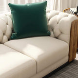 111" 4-Seater White Chesterfield Sofa with Green Pillows-Richsoul-Furniture,Living Room Furniture,Sofas & Loveseats
