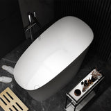 47" Modern Oblique Deep Freestanding Matte White Stone Resin Japanese Soaking Bathtub