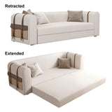 87" Modern White Boucle 3-Seater Sofa Upholstered   Convertible  with Side Storage