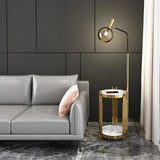Table de fin de lampadaire moderne avec nuance en verre, chargeur sans fil et port USB