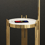 Modern Floor Lamp End Table with Glass Shade, Wireless Charger & USB Port