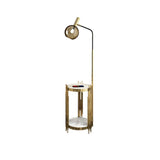 Modern Floor Lamp End Table with Glass Shade, Wireless Charger & USB Port