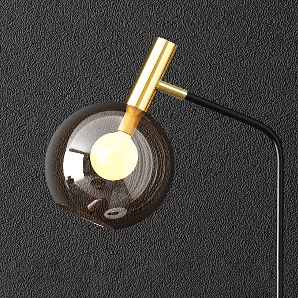 Modern Floor Lamp End Table with Glass Shade, Wireless Charger & USB Port