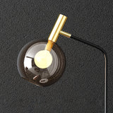 Modern Floor Lamp End Table with Glass Shade, Wireless Charger & USB Port