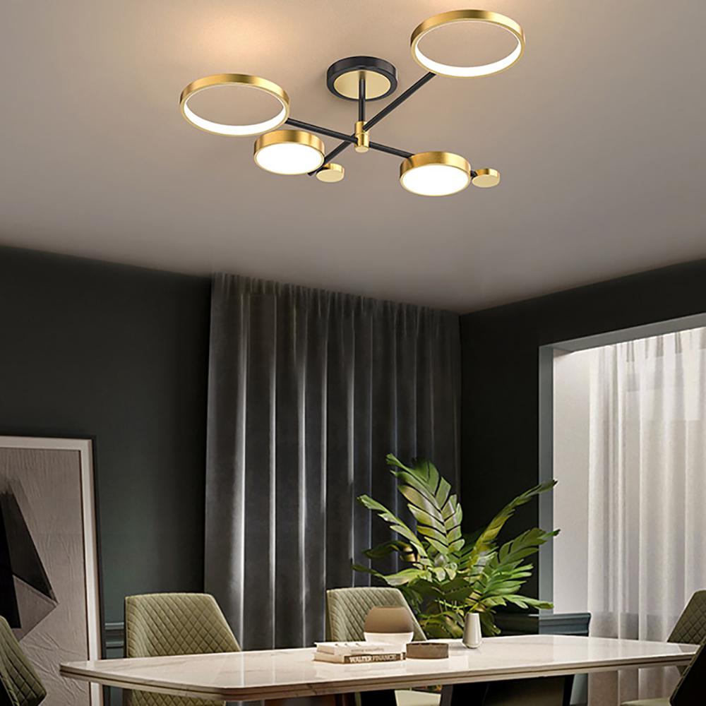 Modern Semi Flush Mount Lighting Gold Ceiling Light Fixture LED Ring