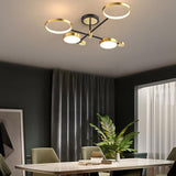 Modern Semi Flush Mount Lighting Gold Ceiling Light Fixture LED Ring