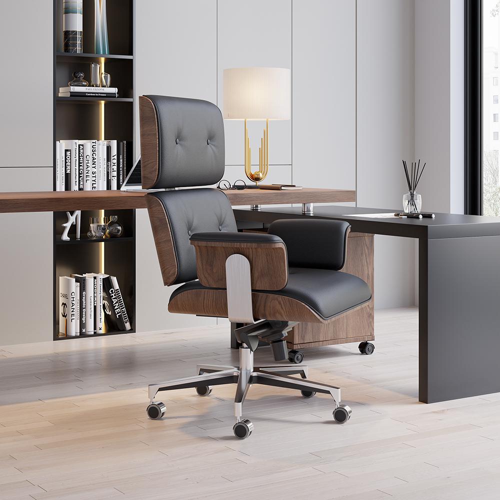 Modern Black Home Office Chair Upholstered Swivel Task Office Chair Height