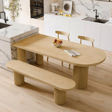 55" Farmhouse Dining Table 6 Seater Pine Wood Table Pedestal Base