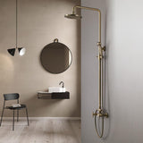 Classic Exposed Antique Brass Two Handle Round Rainshower Shower Fixture Solid Brass