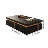 Modern Coffee Table with Storage in Black Center Table with Stainless Steel Base-Richsoul-Coffee Tables,Furniture,Living Room Furniture
