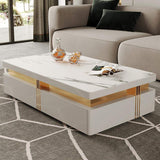 Modern Coffee Table with Storage in Black Center Table with Stainless Steel Base-Richsoul-Coffee Tables,Furniture,Living Room Furniture