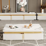 Modern Coffee Table with Storage in Black Center Table with Stainless Steel Base-Richsoul-Coffee Tables,Furniture,Living Room Furniture