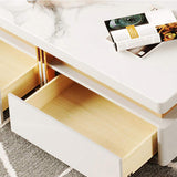Modern Coffee Table with Storage in Black Center Table with Stainless Steel Base-Richsoul-Coffee Tables,Furniture,Living Room Furniture