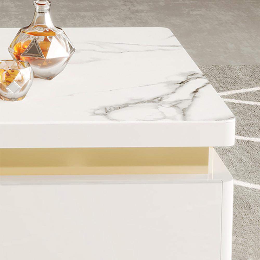 Modern Coffee Table with Storage in Black Center Table with Stainless Steel Base-Richsoul-Coffee Tables,Furniture,Living Room Furniture