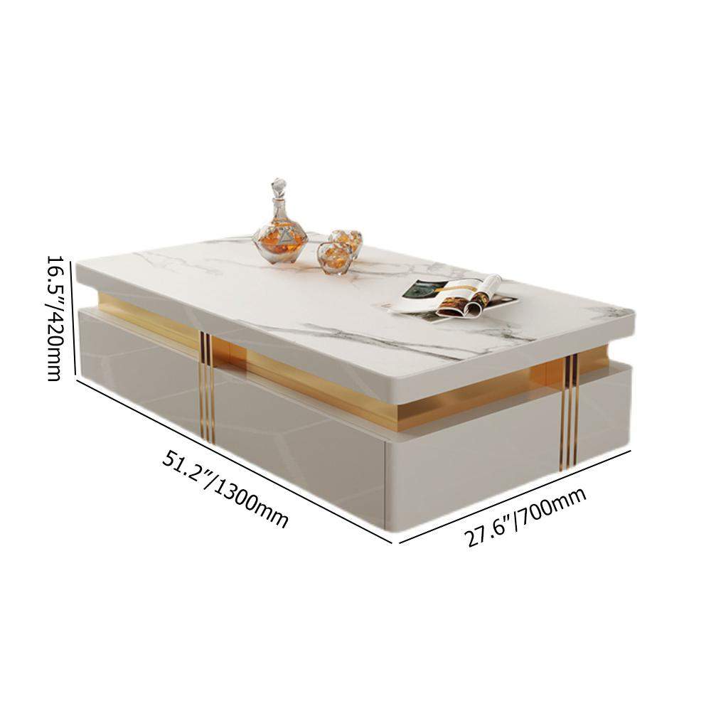 Modern Coffee Table with Storage in Black Center Table with Stainless Steel Base-Richsoul-Coffee Tables,Furniture,Living Room Furniture
