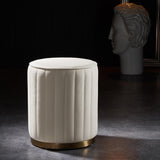 Modern White Round PU Leather Upholstered Backless Vanity Stool