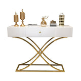 Black Console Table with Drawer Entryway Table Contemporary for Hallway X Gold Base